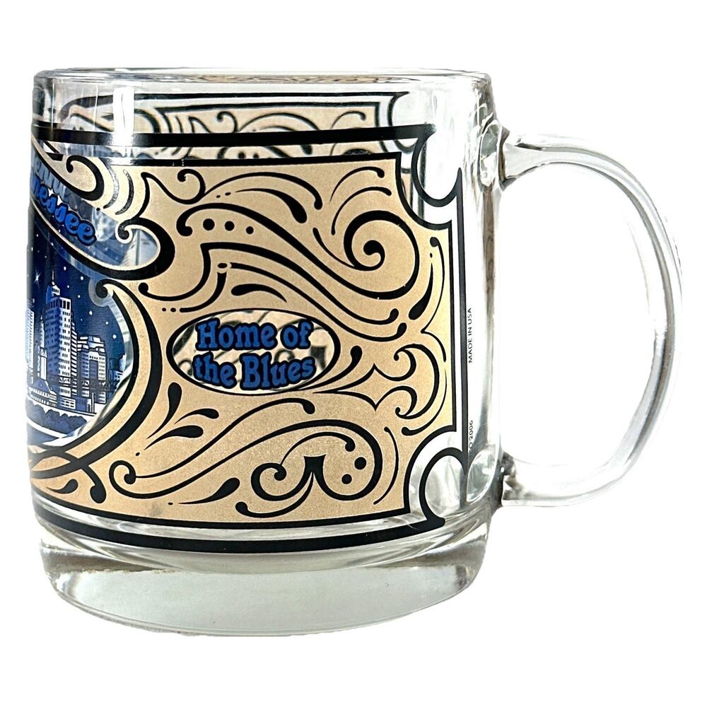 Memphis Tennessee Glass Coffee Mug Home of the Blues Skyline 2006 Made USA - Picture 4 of 9